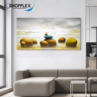 FREE SHIPPING -Golden Birds Rocks and Water Single Canvas Painting Design Piece Art 114