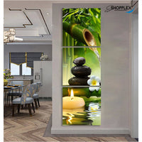 FREE SHIPPING 3 Piece Stone Bamboo and Candle Design Canvas Painting Design Piece Art 42