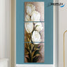 FREE SHIPPING 3 Piece Brown and White Flower Canvas Painting Design Piece Art 47