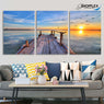 FREE SHIPPING 3 Piece Ocean Pier with Sunset View Canvas Painting Design Piece Art 50