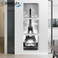 FREE SHIPPING 3 Piece Black and white Eifel Tower Canvas Painting Design Piece Art 70