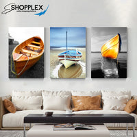FREE SHIPPING 3 Piece Boat and Ocean Design Canvas Painting Design Piece Art 74
