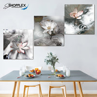 FREE SHIPPING Abstract Flower Grey/White 3 Piece Canvas Painting Design Piece Art 81