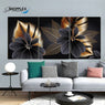 FREE SHIPPING Golden Flower 3 Piece Wall Canvas Painting Design Piece Art 84