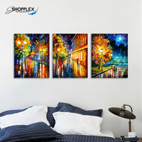 FREE SHIPPING Rainy Path Knife Painting 3 Piece Canvas Canvas Painting Design Piece Art 95