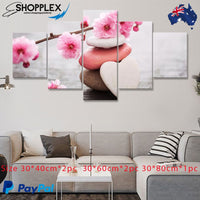 FREE SHIPPING Cherry Blossoms 5 Piece Design Canvas Painting Framed Art 13