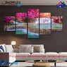 FREE SHIPPING Autumn Waterfall Nature 5 Piece Design Canvas Painting Framed Art 19