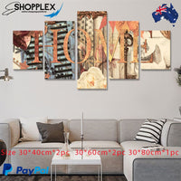FREE SHIPPING HOME 5 Piece Design Canvas Painting Framed Art 34