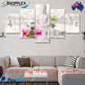 FREE SHIPPING Buddha and Orchids 5 Piece Design Canvas Painting Framed Art 37