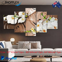 FREE SHIPPING Vanilla Orchids 5 Piece Design Canvas Painting Framed Art 55