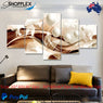 FREE SHIPPING Pearls & Lillies - Golden Motifs 5 Piece Design Canvas Painting Framed Art 58