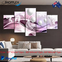 FREE SHIPPING Pearls & Lillies - Floral Motifs 5 Piece Design Canvas Painting Framed Art 59