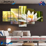 FREE SHIPPING Sunny Lotus 5 Piece Design Canvas Painting Framed Art 72