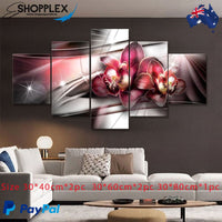 FREE SHIPPING Neutral Lower Astonishing Flower 5 Piece Design Canvas Painting Framed Art 77