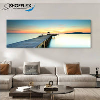 FREE SHIPPING -Wooden Ocean Pier Sunset View Single Canvas Painting Design Piece Art 115