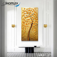 FREE SHIPPING -Abstract Golden Tree Single Canvas Painting Design Piece Art 111