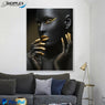 FREE SHIPPING -Black and Gold African Woman Single Canvas Painting Design Piece Art 53