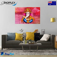 FREE SHIPPING -Hindu God Ganesha Single Canvas Painting Design Piece Art 15
