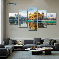 FREE SHIPPING Golden Temple 5 Piece Design Canvas Painting Framed Art 11