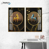 Modern minimalist Horse Design 2 Piece Crystal Art P17