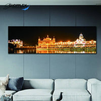 FREE SHIPPING -Beating Hearts of Amritsar-Golden Temple Single Canvas Painting Design Piece Art 121