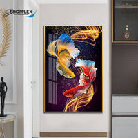 Abstract Koi Gold Fishes Design Single Piece Crystal Art P5