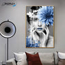 Nordic Minimalist Creative Beauty Blue Flower Figures Design Single Piece Crystal Art P41