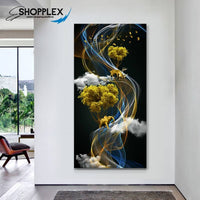 FREE SHIPPING -Golden Elephant Deer wave Single Canvas Painting Design Piece Art 112