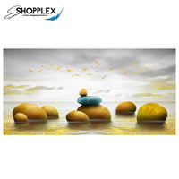 FREE SHIPPING -Golden Birds Rocks and Water Single Canvas Painting Design Piece Art 114