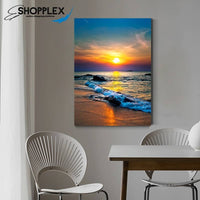 FREE SHIPPING -Sunset point at Beach Single Canvas Painting Design Piece Art 100
