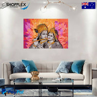 FREE SHIPPING WITHIN AUS-Lord Radha Krishna Single Canvas Painting Design Piece Art 22