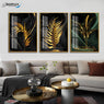 Abstract Fern Golden Leaves Design 3 Piece Crystal Art P10