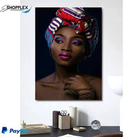 FREE SHIPPING -Black Beauty African Woman Single Canvas Painting Design Piece Art 43