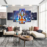 FREE SHIPPING Lord Shiva Blue 5 Piece Design Canvas Painting Framed Art 8