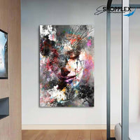 FREE SHIPPING -Abstract Woman Face Single Canvas Painting Design Piece Art 86