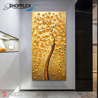 FREE SHIPPING -Abstract Golden Tree Single Canvas Painting Design Piece Art 111
