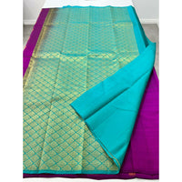 Women Pure Handloom Kanchipuram silk saree with 1 gram gold & copper jari