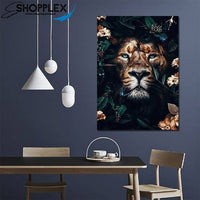 FREE SHIPPING -Lion Animal Single Canvas Painting Design Piece Art 92