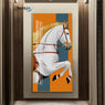 Classic Modern Orange white Horse Racing Design Single Piece Crystal Art P29 - Framed / Stretched