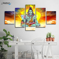 FREE SHIPPING Lord Shiva 5 Piece Design Canvas Painting Framed Art 25