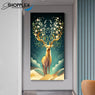 FREE SHIPPING -Golden Deer Single Canvas Painting Design Piece Art 96