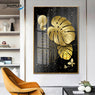 Luxury Tropical Golden Leaves Design Crystal Piece Crystal Art