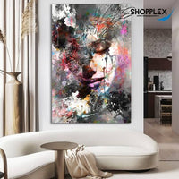 FREE SHIPPING -Abstract Woman Face Single Canvas Painting Design Piece Art 86