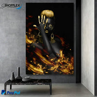 FREE SHIPPING -Black and Gold African Woman Single Canvas Painting Design Piece Art 45
