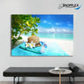 FREE SHIPPING -Frangipani Flower with Hat Ocean View Single Canvas Painting Design Piece Art 79