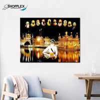 FREE SHIPPING -Baba Deep Singh ji with 10 Guru and Golden temple Canvas Art 120