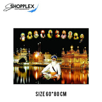 FREE SHIPPING -Baba Deep Singh ji with 10 Guru and Golden temple Canvas Art 120