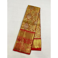 Women Bridal Pure Handloom Kanchipuram silk saree with 2 gram gold jari