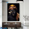 FREE SHIPPING -Black and Gold African Lady with Butterfly Single Canvas Painting Design Piece Art 50