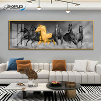 Black Golden Abstract Horse Design Crystal Piece Crystal Art P88